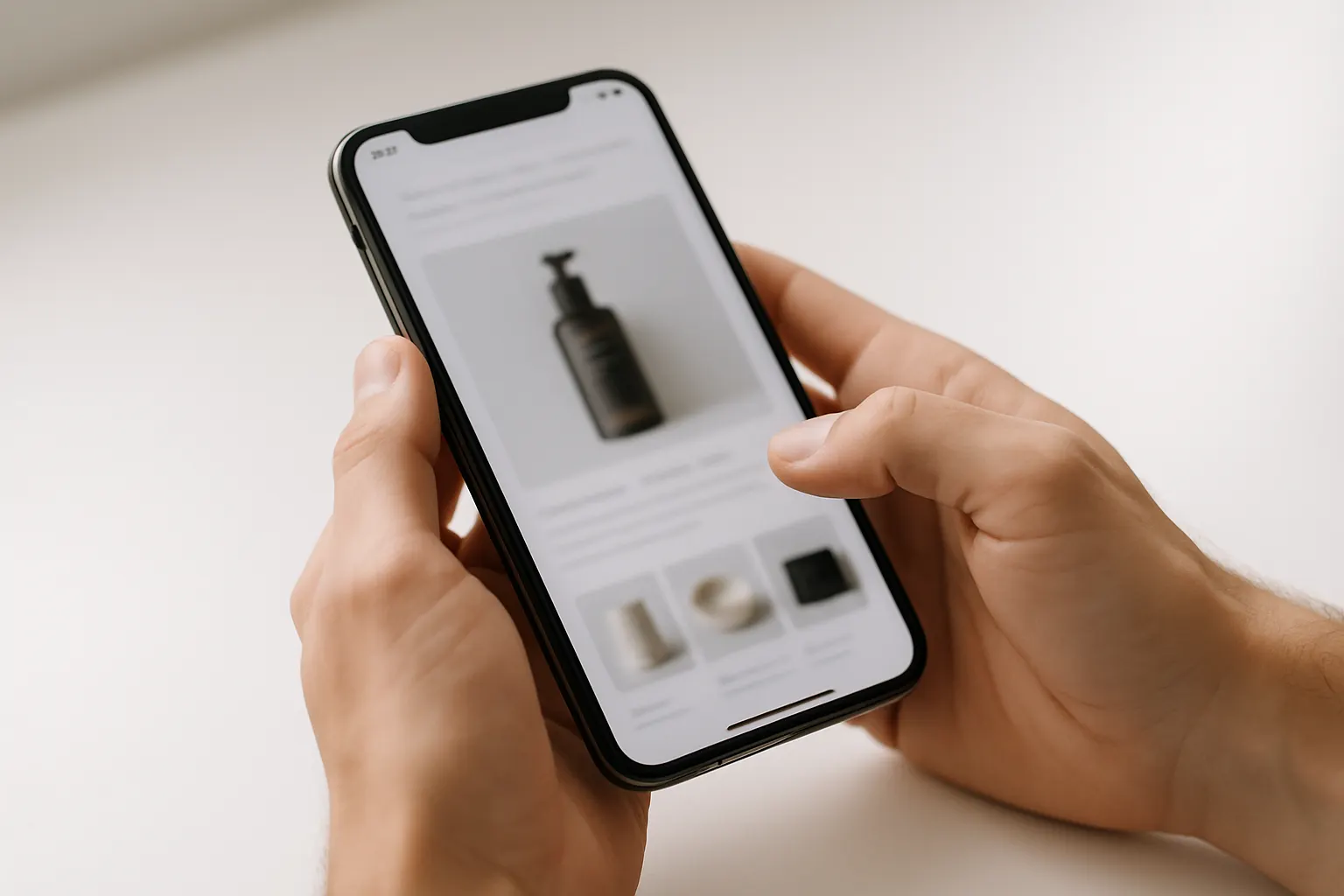 Small business website shown on a smartphone in the foreground with a desktop monitor in the background, illustrating mobile-first web design